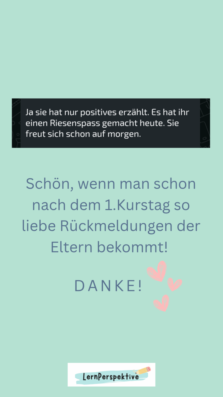 Schön, wenn man schon nach dem 1.Kurstag so liebe Rückmeldungen der Eltern _20250412_184435_0000